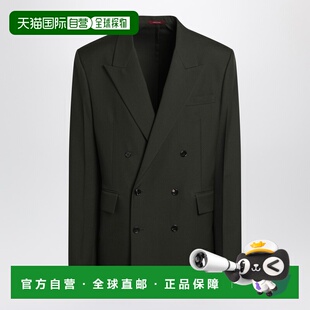 1h可退 香港直邮Gucci 古驰 男士 军装风绿色双排扣羊毛夹克 8241