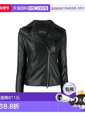 香港直邮Emporio Armani 拉链机车皮夹克 0NB10P02P15