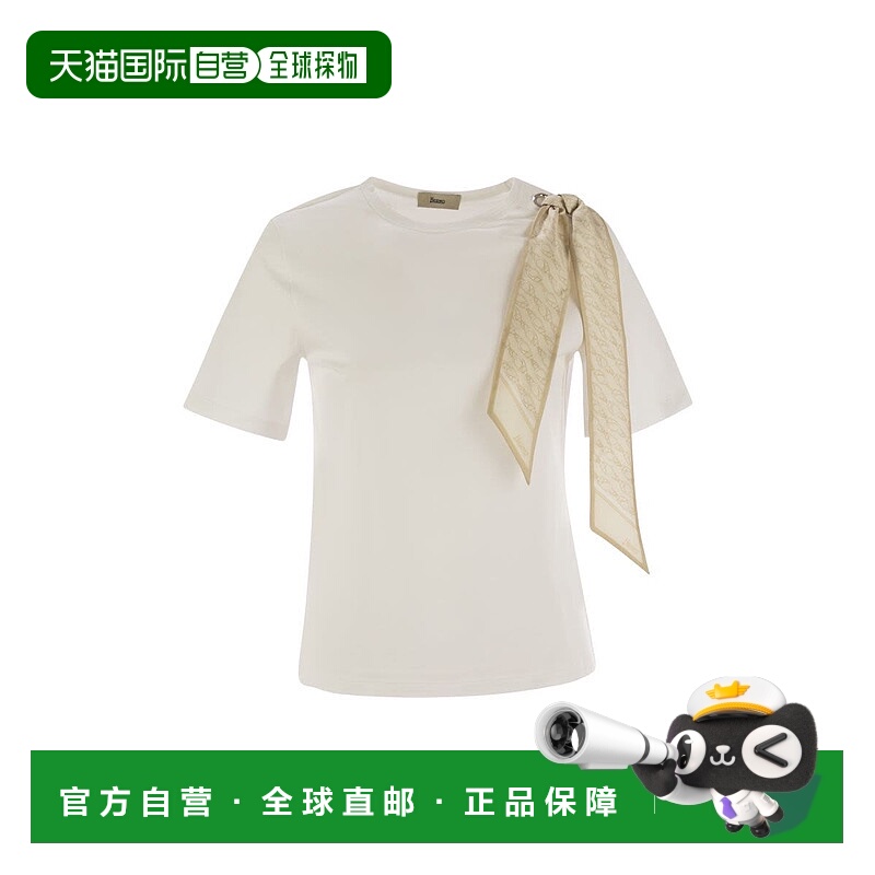 1h可退 香港直邮HERNO 女士T恤 JG000276D1012 SS2025 乳白色 圆T