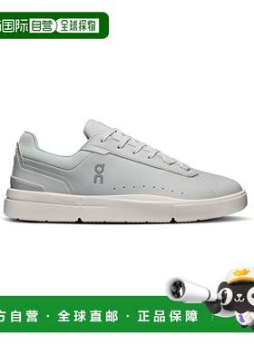 自营欧洲直邮ON昂跑 THE ROGER系列男士浅灰色/奶油白皮革缓震网