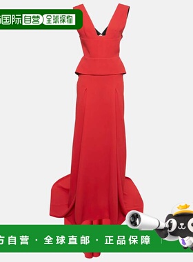 自营Roland Mouret Red Stretch Viscose Flared Lubelia Gown -