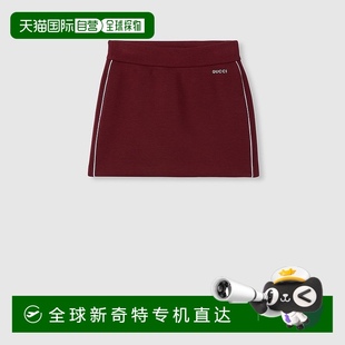 古馳 歐洲直郵Gucci 女士安可拉紅雙層粘膠纖維針織logo標識松緊