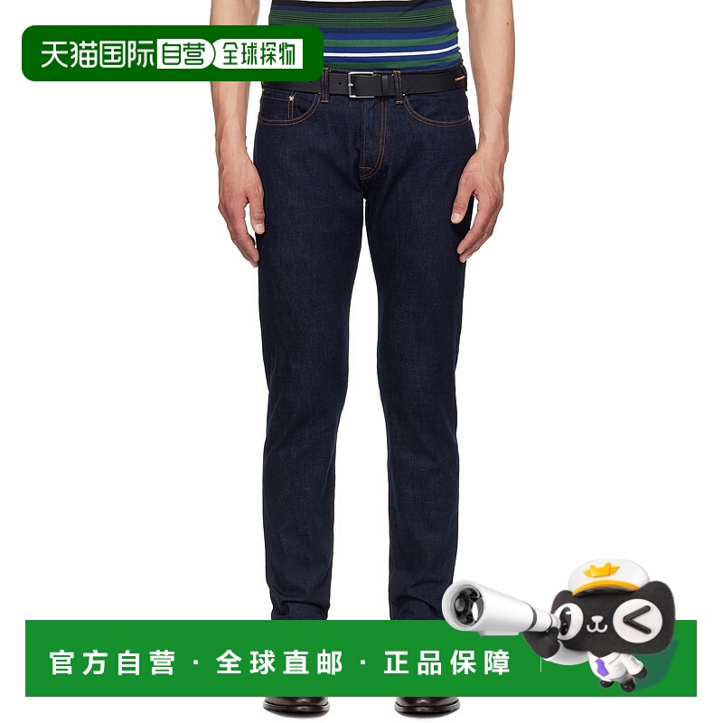 香港直邮Paul Smith 男士 蓝色 Tapered-Fit Crosshatch Stretch