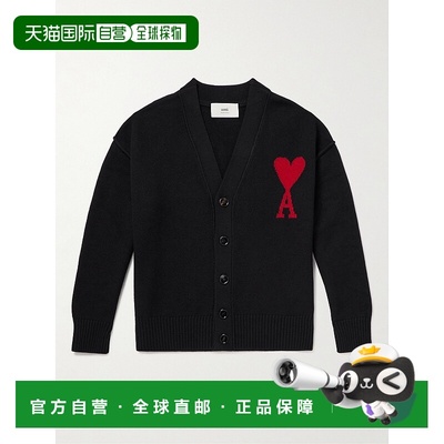 1h可退 香港直邮Ami Paris 男士 Logo嵌花初剪羊毛针织开衫 UKC36