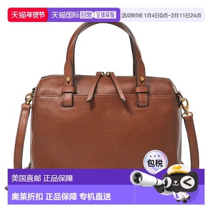 自营Fossil Women's Rachel Leather Satchel - brown 美国奥莱直