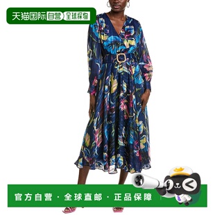 Elie 蓝色 Tahari Midi连衣裙 美国奥莱直发 Milena 自营