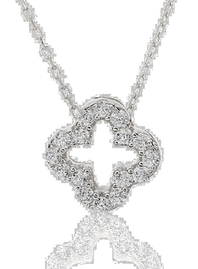 自营 Suzy Levian 方晶锆石纯银三叶草吊坠 - 白色 美国奥莱直发