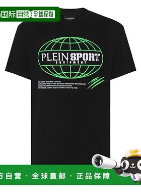 自营plein sportT 恤圆领 SS Global Express Edition - 黑色+荧
