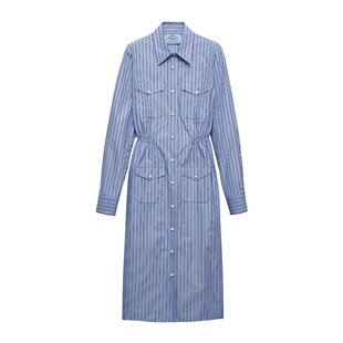 Prada P3N25R15ERSOOO 条纹图案连衣裙