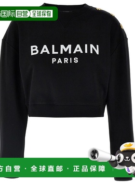 香港直邮BALMAIN 女士卫衣 EF1JQ002BB02EAB AW2025 黑色 Logo Sw