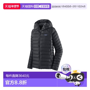 自营欧洲直邮PATAGONIA DOWN SWEATER女士黑色再生尼龙连帽羽绒服