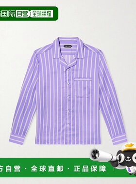 1h可退 香港直邮Tom Ford 汤姆 福特 男士 条纹真丝衬衫 HXH012FM