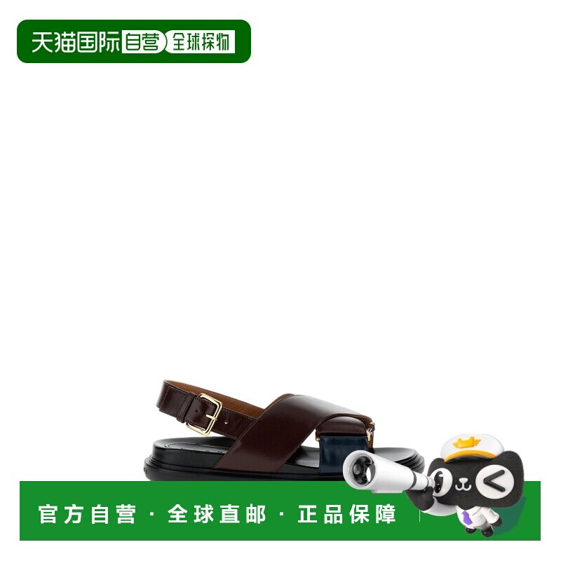 自营marni双色鞋垫凉鞋，搭配可调节搭扣和拼色设计-勃艮第 美国图片