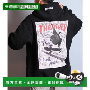 1h可退 日本直邮THRASHER 男女同款 加绒连帽卫衣 宽松廓形 后幅