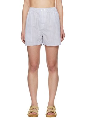 潮奢 Bottega Veneta 葆蝶家 女士 蓝色格纹短裤 770254V3ZB0