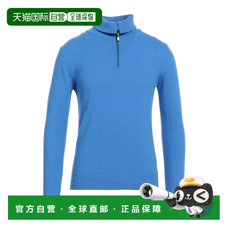1h可退 香港直邮潮奢 Berna 男士 拉链毛衣 blue蓝色 舒适时尚