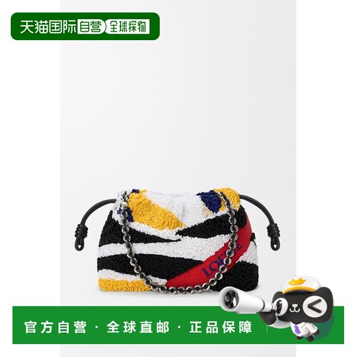 自营欧洲直邮Loewe罗意威 Flamenco女士黑色/多色纳帕皮革刺绣手
