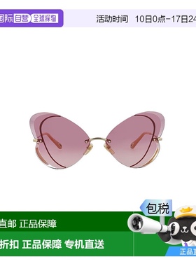 自营chloe猫眼镜框金属太阳镜 - 金色 金色 紫色 【美国奥莱】直