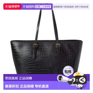 自营Persaman New York Penny Croc-Embossed Leather Tote - bla