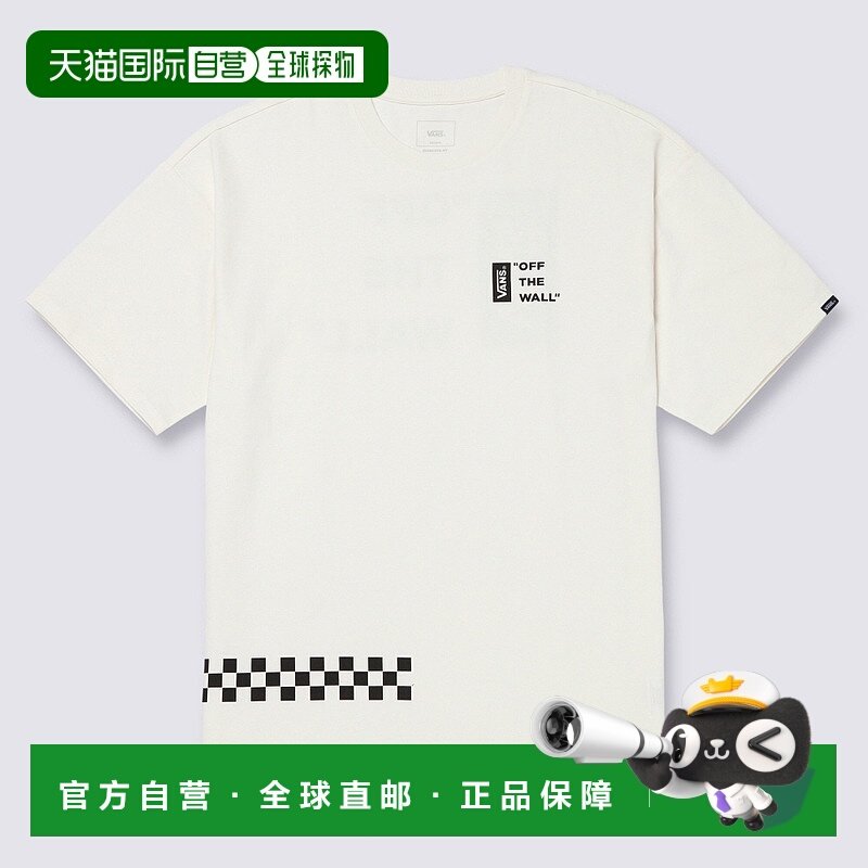 日本直邮VANS范斯 男款美式复古字母棋盘格印花短袖T恤同款运动