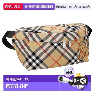 日本直邮BURBERRY博柏利腰包运动户外经典格子男士经典大牌简约风