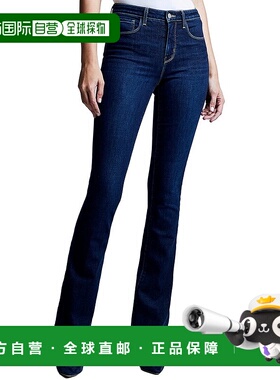 自营L'AGENCE Selma高腰时尚婴儿靴巴斯托牛仔裤-蓝色 美国奥莱直