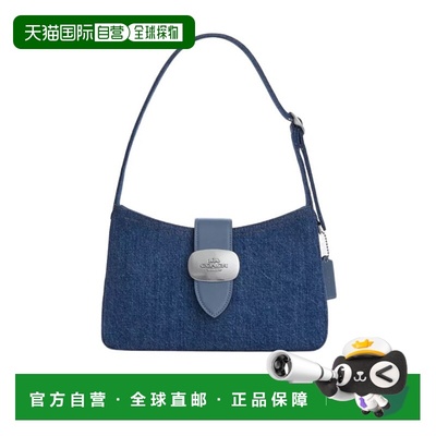 香港直邮COACH 女士斜挎包 CAK45SVIN SS2025 蓝色 Eliza 牛仔单