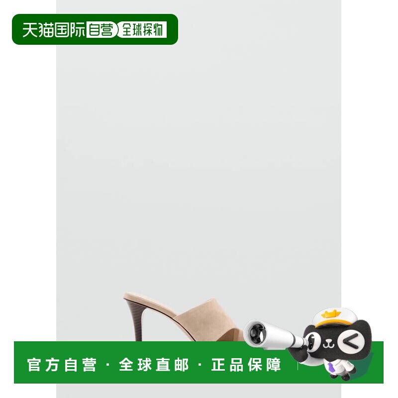 自营欧洲直邮MANGO 女士沙色山羊皮革漏斗跟细高跟凉鞋绑带高跟图片