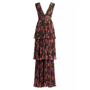 礼服 花卉褶皱无袖 女装 连衣裙 优雅 美国直邮Amur 修身 Fluer