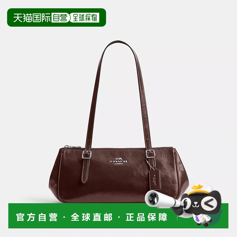 日潮跑腿COACH蔻驰 Usher 纯色皮质法棍包单肩包 Silver/Maple 长