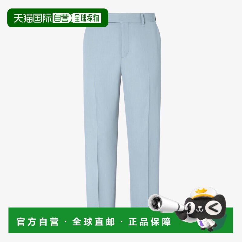 欧洲直邮长裤-浅蓝色毛呢长裤直筒裤