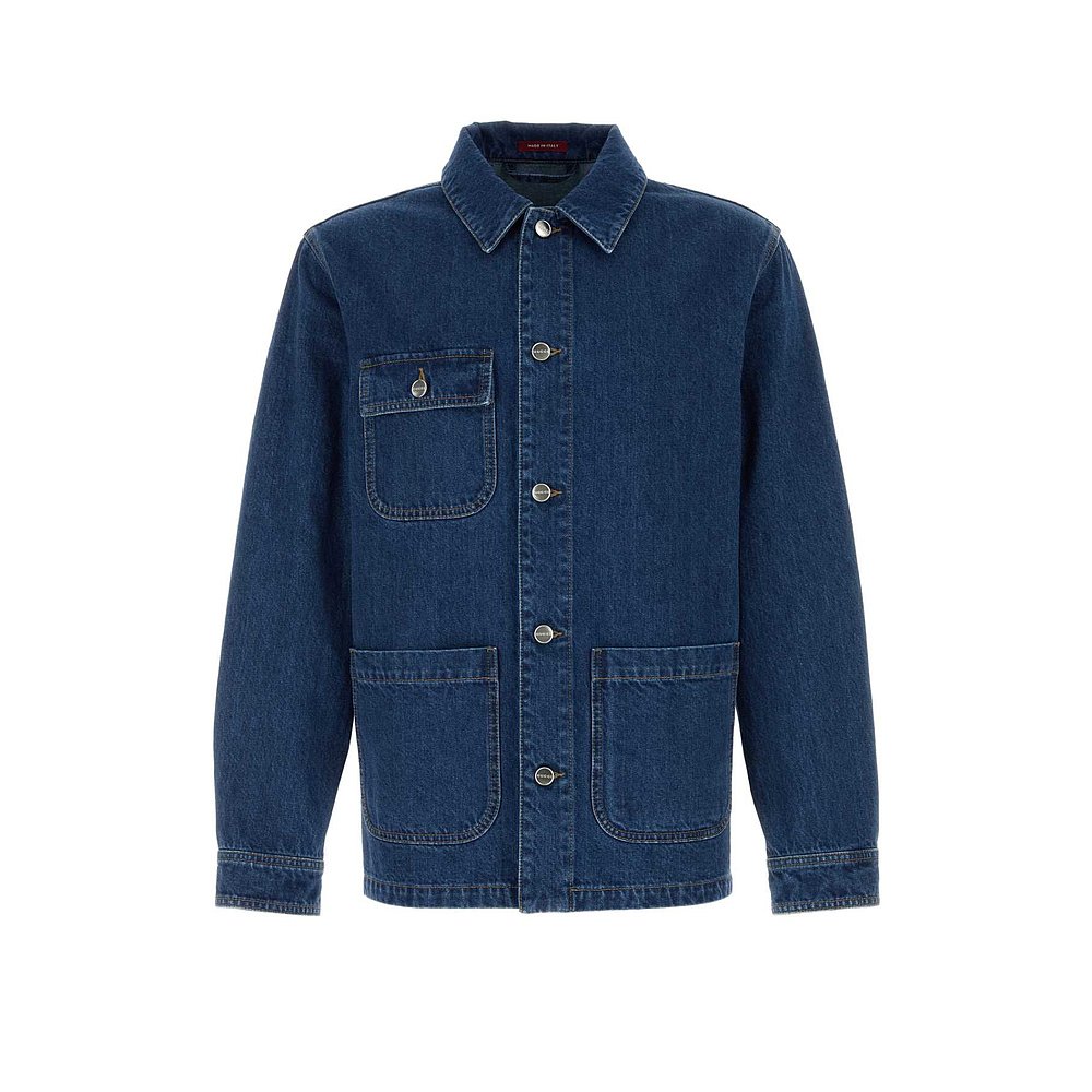 GUCCI 男士夹克 789129XDC0F4447 AW2024 蓝色 激光细节牛仔夹克