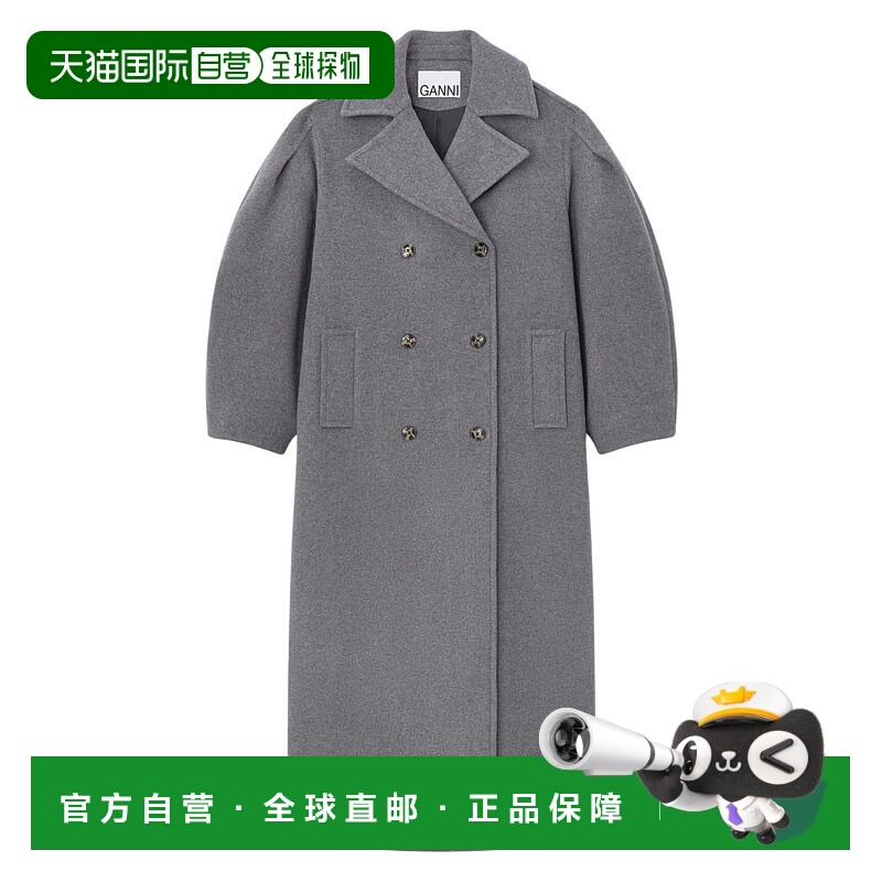 香港直邮GANNI 甘尼 女士 大長款雙排扣大衣 W0929