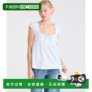 自营Aeropostale Floral Scoop-Neck Babydoll Tee - light blue