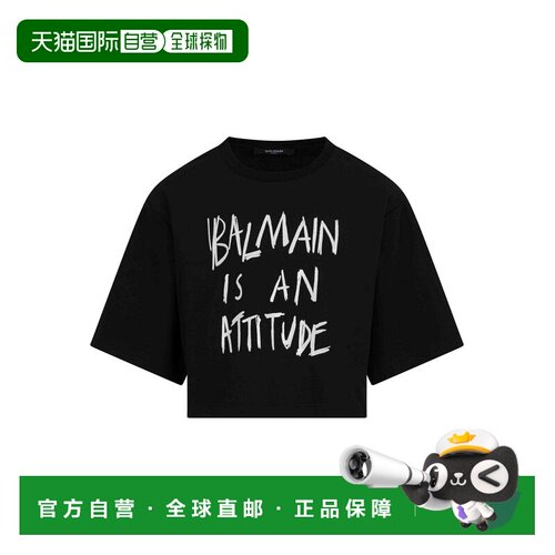 1h可退 香港直邮BALMAIN 女童T恤 BZ8A01Z3672930BC AW2026 黑色