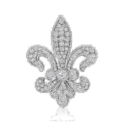 自营 925 纯银 Ross-Simons 钻石 Fleur-De-Lis 胸针 美国奥莱直