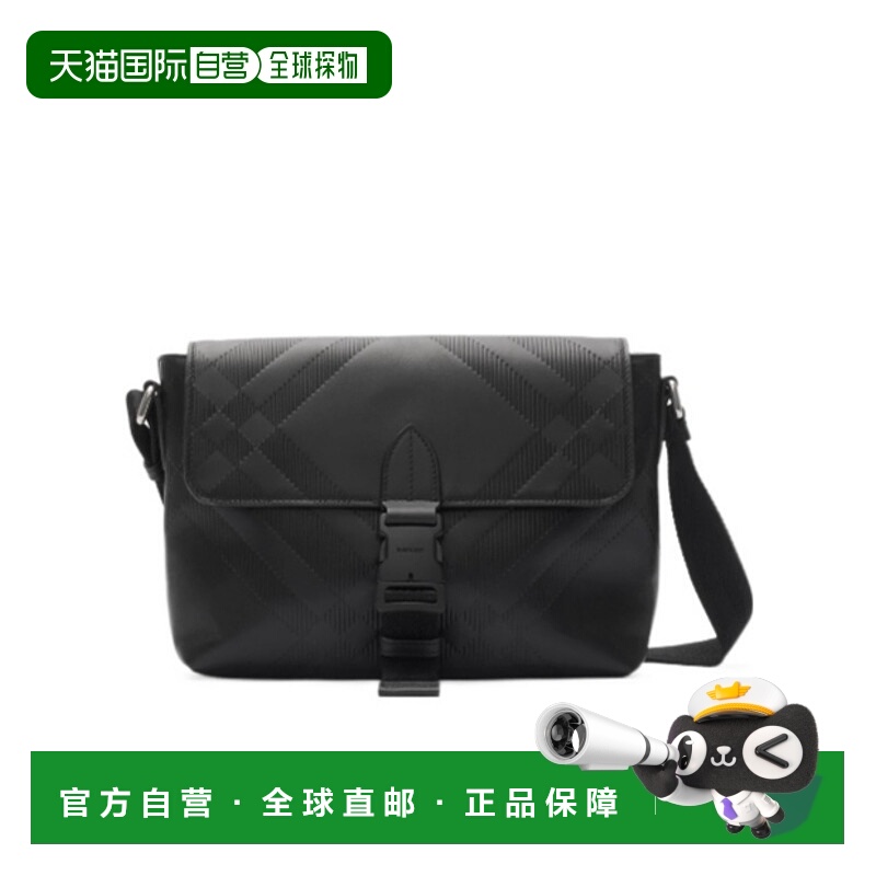 1h可退 香港直邮BURBERRY 男士斜挎包 81190181 AW2025 黑色 格纹