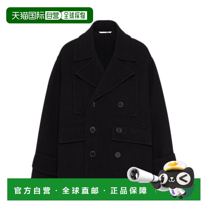 【99新未使用】香港直邮Valentino 黑色纽扣长袖大衣 WV0CJG807U3