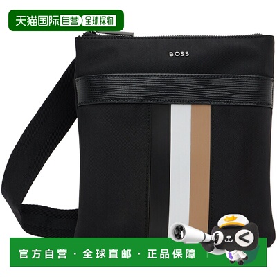 1h可退 香港直邮潮奢 BOSS 波士 男士 黑色 Signature Stripe Env