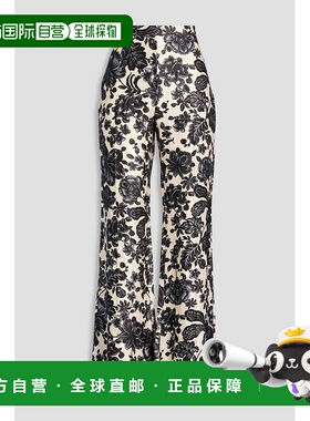 香港直邮Sandro 女士 印花缎面喇叭长裤 SFPPA01624ECRUBLACK