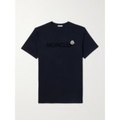 盟可睐 修身 男士 Moncler Logo Flocked 棉针织T恤 8C000478390T