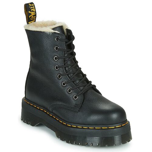 欧洲直邮dr. martens 女士黑色厚底荔枝纹8孔拉链时尚休闲马丁靴