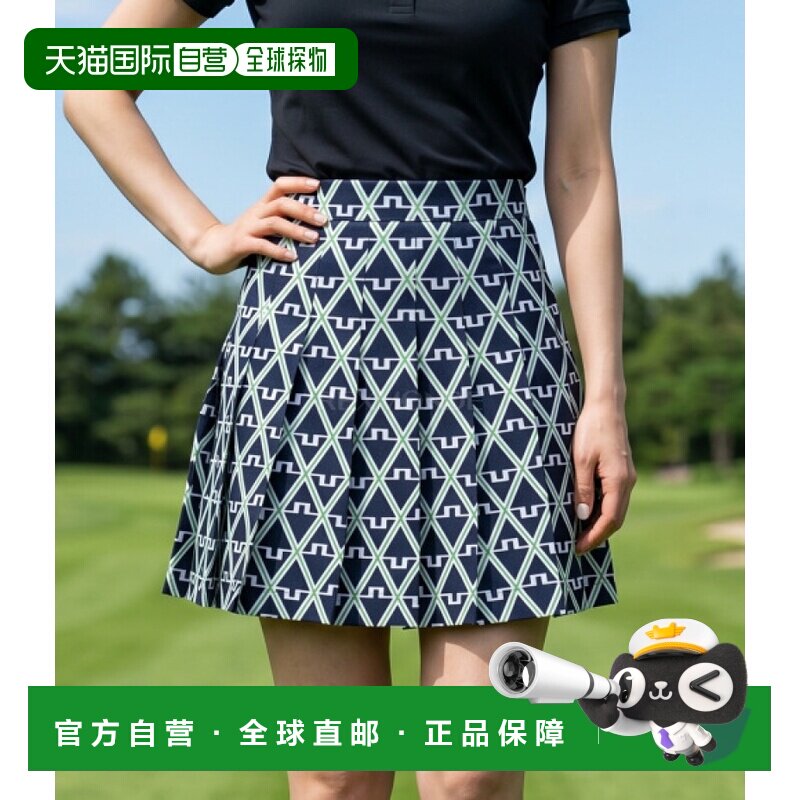 韩国直邮J．Lindeberg金林德伯格半身裙印花裙子百褶裙短裙有内衬图片