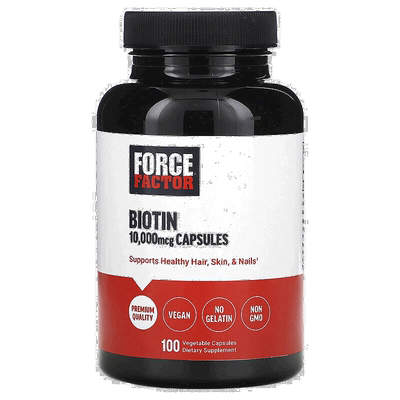 香港直邮Force Factor，生物素，10,000 微克，100 粒植物胶囊