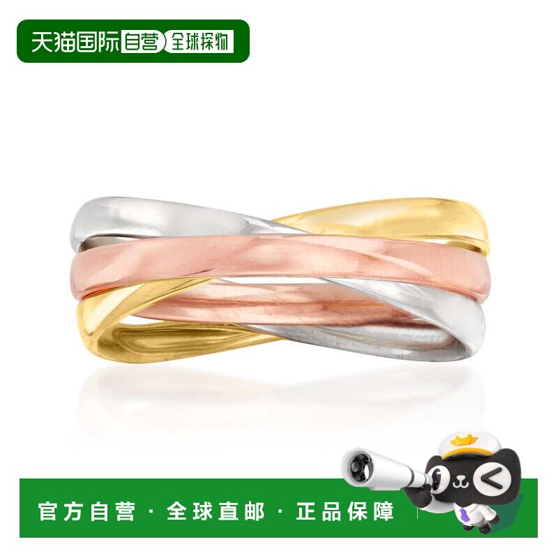 自营Ross-Simons 意大利 14kt 三色金十字形戒指 - 多 美国奥莱直