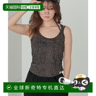 1h可退 日本直邮RAY CASSIN 女装 豹纹带垫蕾丝logo叠穿背心 RCN1