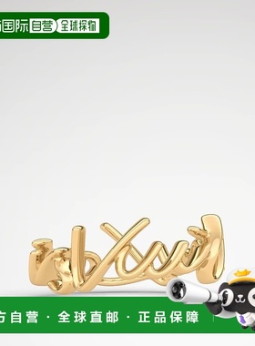 自营1h可退 欧洲直邮LV路易威登 Script系列女士金色金属手写体lo
