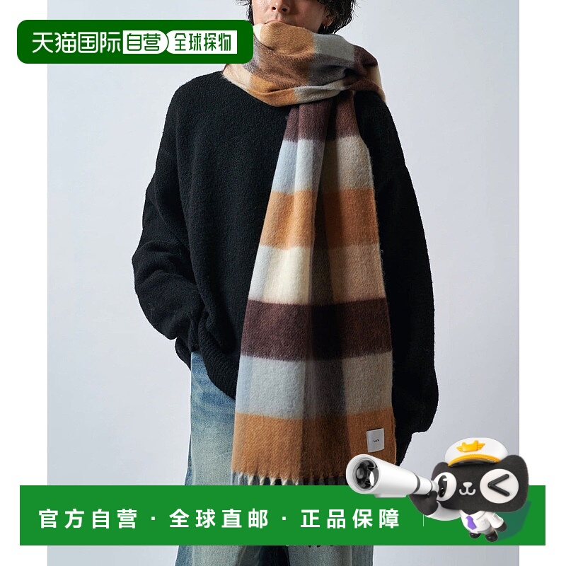 1h可退 日本直邮Lui's 男装 加厚长款宽松格纹围巾 软触感保暖 LU