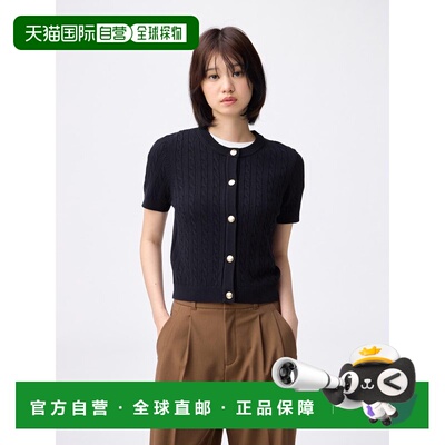 日潮跑腿GU极优 金属纽扣开衫短袖 69 NAVY WOMEN XS 358001针织
