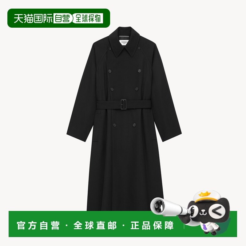 自营欧洲直邮YSL圣罗兰 男士黑色羊毛长款双排扣大衣男装,男装,大码上装,淘宝优惠券,粉丝福利购,淘宝优惠卷